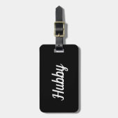 Simple Black and White Hubby Bagagelabel (Voorkant verticaal)