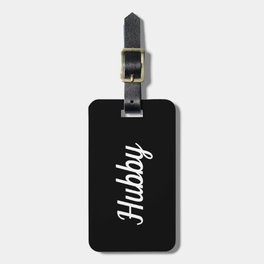 Simple Black and White Hubby Bagagelabel (Voorkant verticaal)