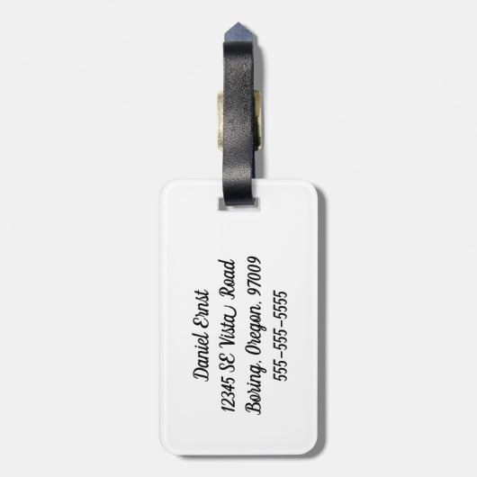 Simple Black and White Hubby Bagagelabel (Achterkant verticaal)