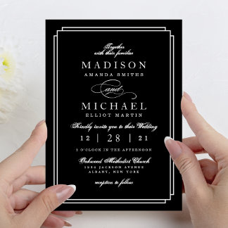 Simple Black and White Modern Wedding Invitation Feestdagenkaart