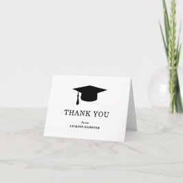 Simple Black and White Mortar Board Afstuderen Bedankkaart