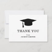 Simple Black and White Mortar Board Afstuderen Bedankkaart (Voorkant)