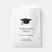 Simple Black and White Mortar Board Afstuderen Bedankzakje (Voorkant)