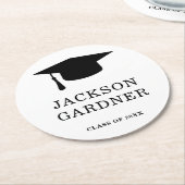 Simple Black and White Mortar Board Afstuderen Ronde Kartonnen Onderzetter (Gebogen)