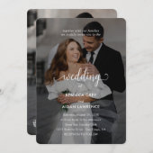 Simple Black and White Overlay Photo Wedding  Kaart (Voorkant / Achterkant)