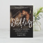 Simple Black And White Overlay Photo Wedding Kaart (Staand voorkant)