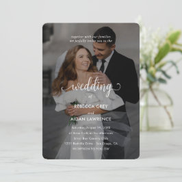 Simple Black and White Overlay Photo Wedding  Kaart