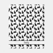 Simple Black And White Pattern Of Bunnies And Name Fleece Deken (Voorkant)