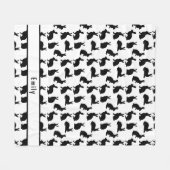Simple Black And White Pattern Of Bunnies And Name Fleece Deken (Voorkant (Horizontaal))