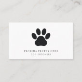Simple Black and White Paw Print Dog Groomer Visitekaartje (Voorkant)
