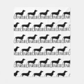 Simple Black and White Personalized Doxie Blanket Fleece Deken (Voorkant)