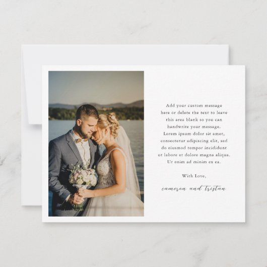 Simple Black and White Photo Clean Wedding Bedankkaart (Achterkant)