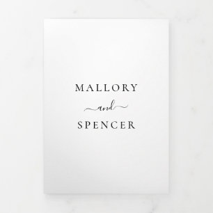 Simple Black and White Photo Monogram Weddenschap Drieluik Uitnodiging