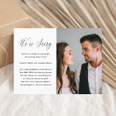 Simple Black and White Photo Wedding Postponement Aankondigingskaart