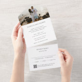 Simple Black and White QR Code Elegant Wedding All In One Uitnodiging (Afscheurbaar)