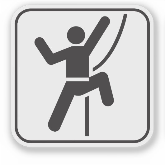 Simple Black and White Rock Climbing Icon Sticker (Voorkant)
