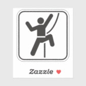 Simple Black and White Rock Climbing Icon Sticker (Vel)