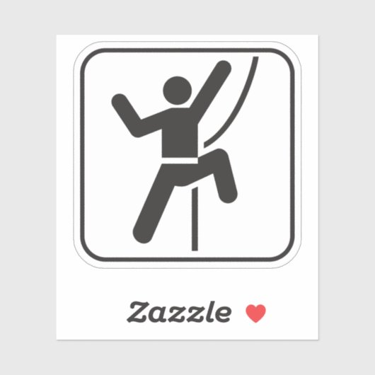 Simple Black and White Rock Climbing Icon Sticker (Vel)