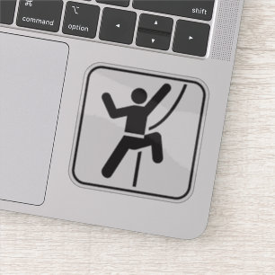 Simple Black and White Rock Climbing Icon Sticker
