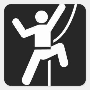 Simple Black and White Rock Climbing Icon Vierkante Sticker