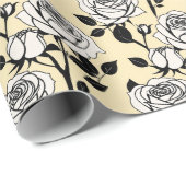 Simple Black And White Roses In A Graphic Style  Cadeaupapier (Rol Hoek)