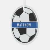 Simple Black and White Soccer Football Monogram Glas Ornament (Voorkant links)