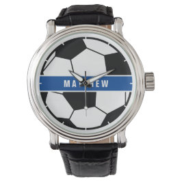 Simple Black and White Soccer Football Monogram Horloge