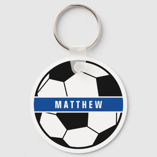 Simple Black and White Soccer Football Monogram Sleutelhanger (Voorkant)