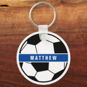 Simple Black and White Soccer Football Monogram Sleutelhanger (Voorkant)