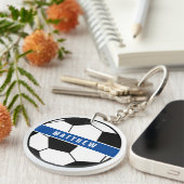 Simple Black and White Soccer Football Monogram Sleutelhanger (Voorkant Rechts)