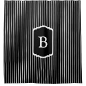 Simple Black and White Vertical Stripes Monogram Douchegordijn (Voorkant)
