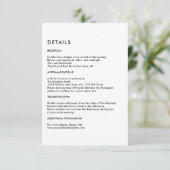 Simple Black and White Wedding Details  Informatiekaartje (Staand voorkant)