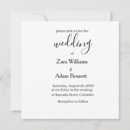 Simple black and white wedding invitation kaart