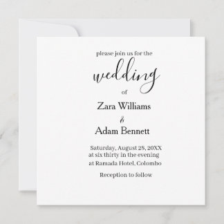 Simple black and white wedding invitation kaart