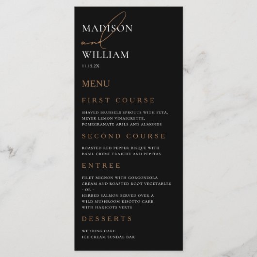 Simple Black and White Wedding Menu (Voorkant)