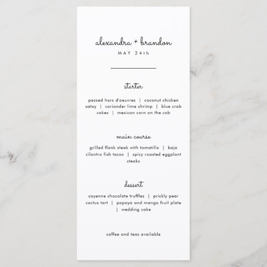 Simple Black and White Wedding Menu (Voorkant)
