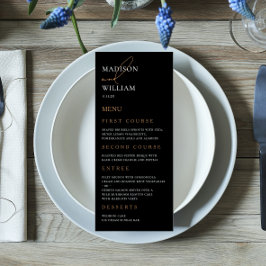 Simple Black and White Wedding Menu