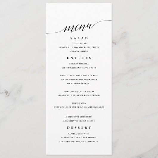 Simple Black and White Wedding Menu (Voorkant)