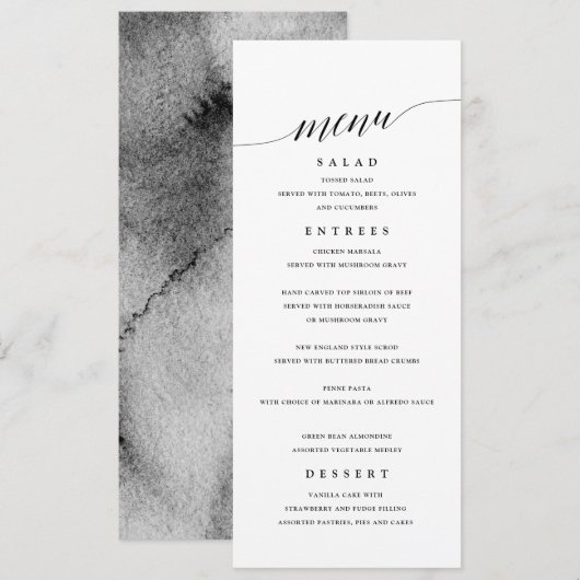 Simple Black and White Wedding Menu (Voorkant / Achterkant)