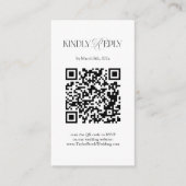 Simple Black and White Wedding RSVP Qr Code Informatiekaartje (Voorkant)