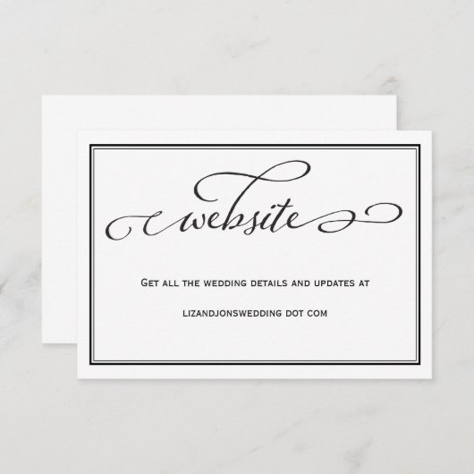 Simple Black and White Wedding Website Kaart (Voorkant / Achterkant)