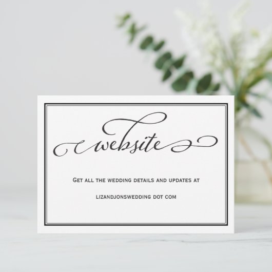 Simple Black and White Wedding Website Kaart (Staand voorkant)