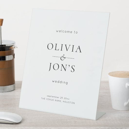 Simple Black and White Wedding Welcome  Reclamebord Met Voetstuk (Insitu)