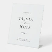 Simple Black and White Wedding Welcome  Reclamebord Met Voetstuk (Voorkant)