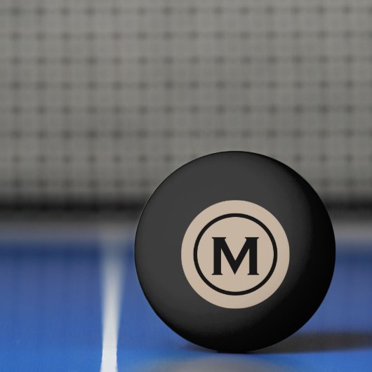 Simple Black Beige Monogram Pingpongbal (Net)