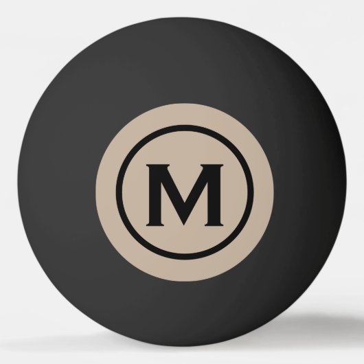 Simple Black Beige Monogram Pingpongbal (Voorkant)