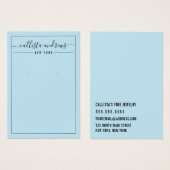 Simple Black Blue Cursive Earring Display Kaart (Voorkant /achterkant)