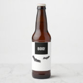 Simple Black Boo Happy Halloween Bier Etiket (Voorkant)