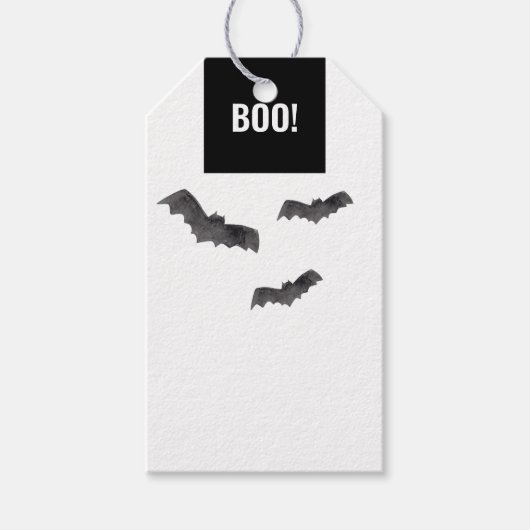 Simple Black Boo Happy Halloween Cadeaulabel (Voorkant)