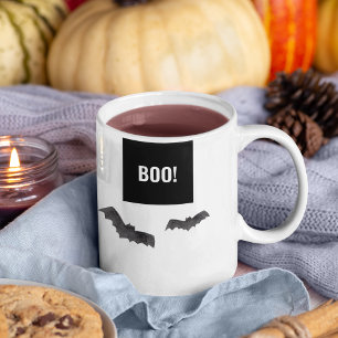 Simple Black Boo Happy Halloween Tweekleurige Koffiemok